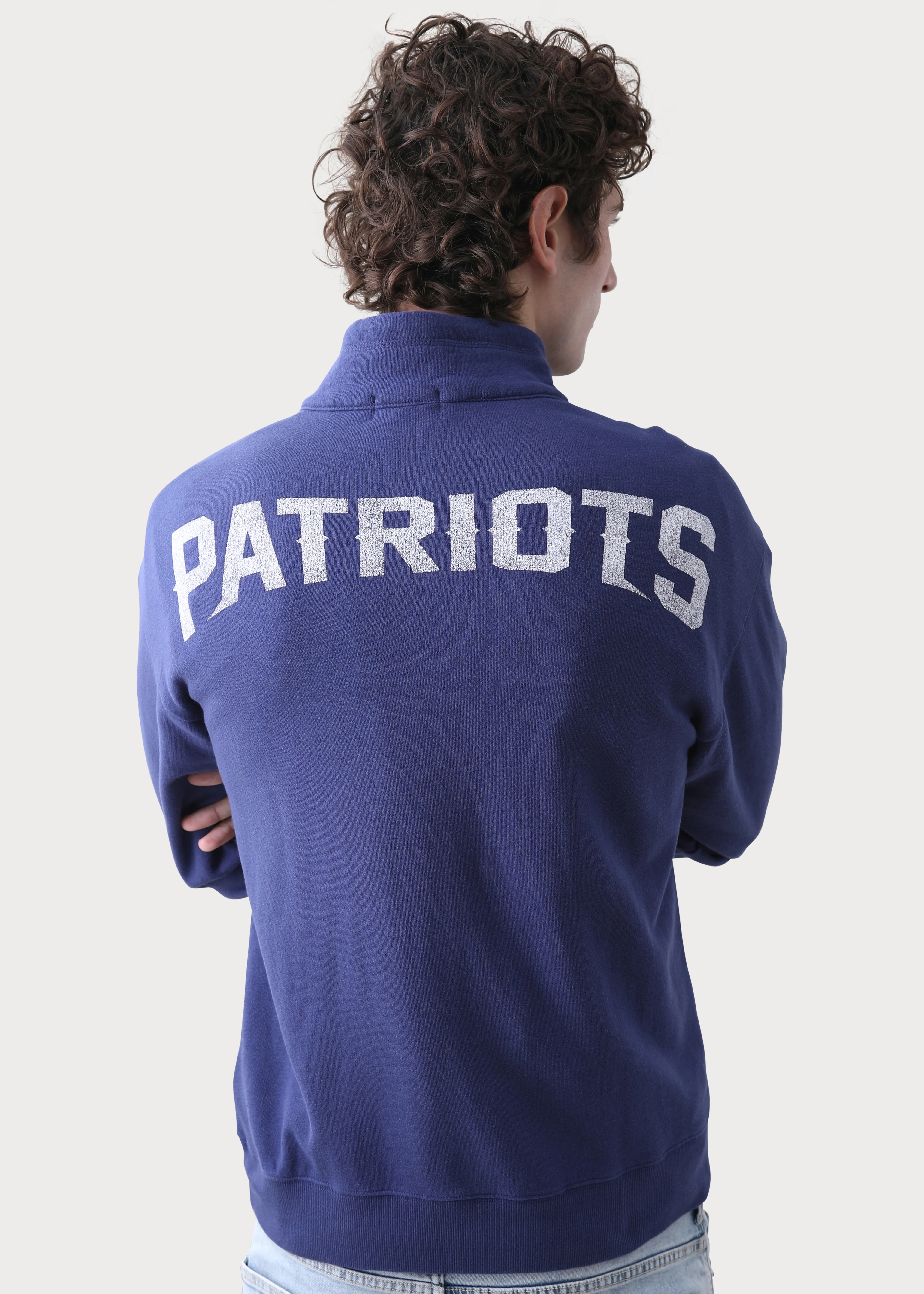 New England Patriots Junk Food Men's Mock 1/4 Button Up - Image 5
